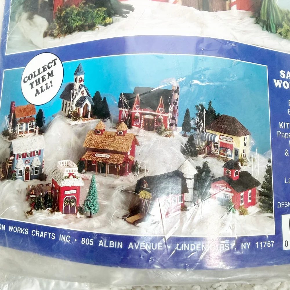 Vintage Paper Village Collectable Craft Kit Santas Workshop Christmas Decor